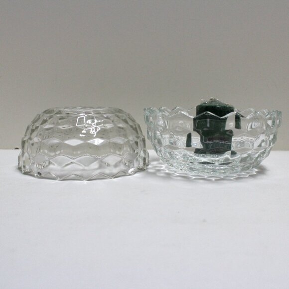 Vintage Homco 2 Piece Clear Glass Patterned Candle Holder - No Box - Picture 2 of 16